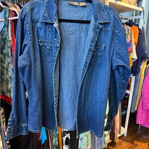 Wrangler Blue Denim Button-Front Jacket